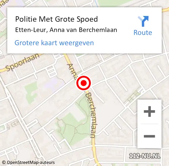 Locatie op kaart van de 112 melding: Politie Met Grote Spoed Naar Etten-Leur, Anna van Berchemlaan op 15 november 2023 12:20