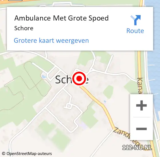 Locatie op kaart van de 112 melding: Ambulance Met Grote Spoed Naar Schore op 15 november 2023 12:25
