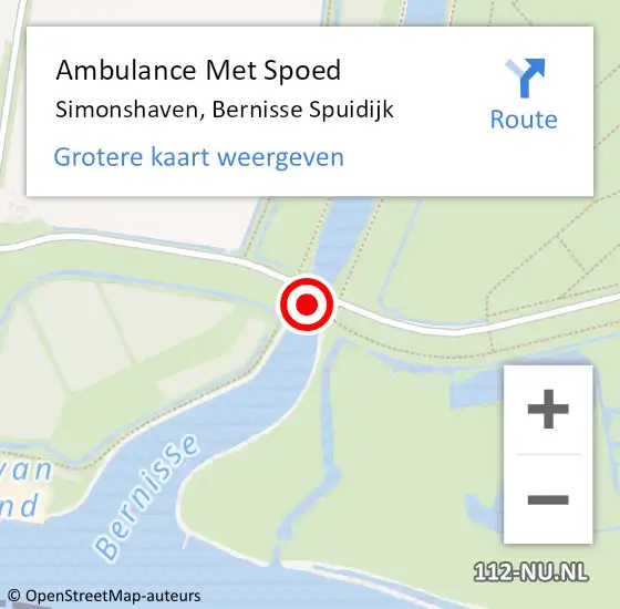 Locatie op kaart van de 112 melding: Ambulance Met Spoed Naar Simonshaven, Bernisse Spuidijk op 15 november 2023 12:36