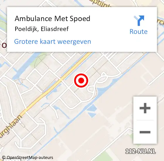 Locatie op kaart van de 112 melding: Ambulance Met Spoed Naar Poeldijk, Eliasdreef op 15 november 2023 12:37