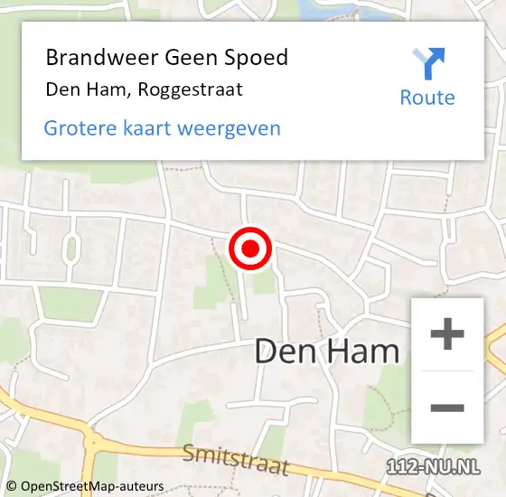 Locatie op kaart van de 112 melding: Brandweer Geen Spoed Naar Den Ham, Roggestraat op 15 november 2023 13:06