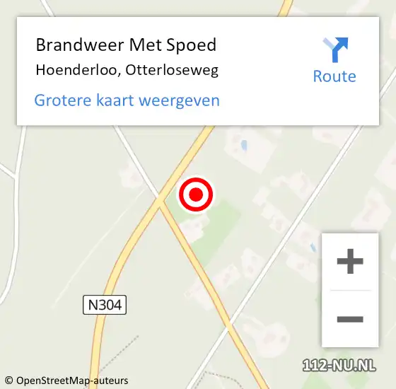 Locatie op kaart van de 112 melding: Brandweer Met Spoed Naar Hoenderloo, Otterloseweg op 15 november 2023 13:06