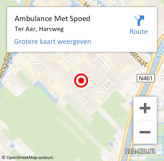 Locatie op kaart van de 112 melding: Ambulance Met Spoed Naar Ter Aar, Harsweg op 15 september 2014 13:08