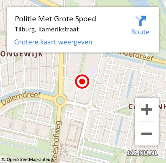 Locatie op kaart van de 112 melding: Politie Met Grote Spoed Naar Tilburg, Kamerikstraat op 15 november 2023 13:12