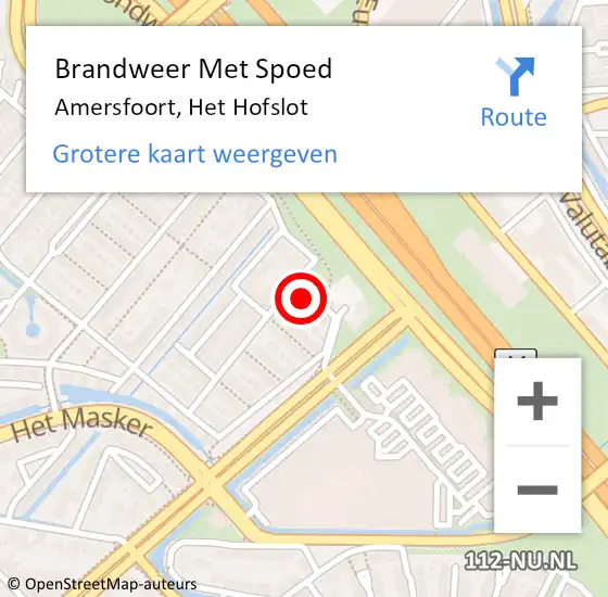 Locatie op kaart van de 112 melding: Brandweer Met Spoed Naar Amersfoort, Het Hofslot op 15 november 2023 13:32