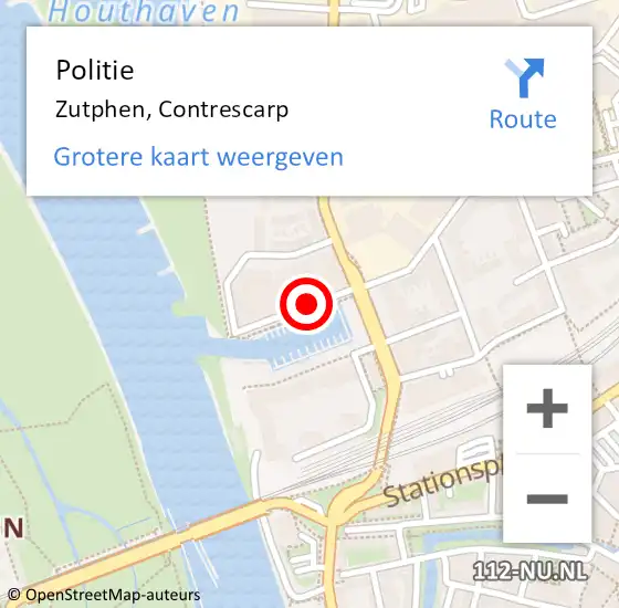 Locatie op kaart van de 112 melding: Politie Zutphen, Contrescarp op 15 november 2023 14:15