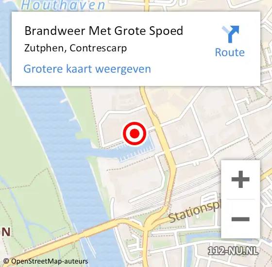Locatie op kaart van de 112 melding: Brandweer Met Grote Spoed Naar Zutphen, Contrescarp op 15 november 2023 14:15