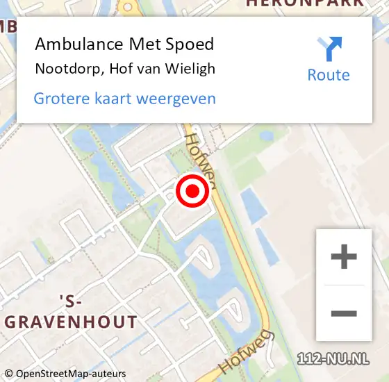 Locatie op kaart van de 112 melding: Ambulance Met Spoed Naar Nootdorp, Hof van Wieligh op 15 november 2023 14:30