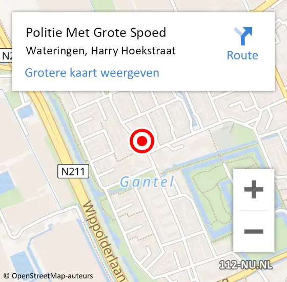 Locatie op kaart van de 112 melding: Politie Met Grote Spoed Naar Wateringen, Harry Hoekstraat op 15 november 2023 14:40