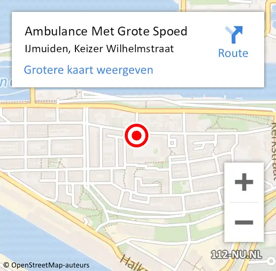 Locatie op kaart van de 112 melding: Ambulance Met Grote Spoed Naar IJmuiden, Keizer Wilhelmstraat op 15 november 2023 14:46