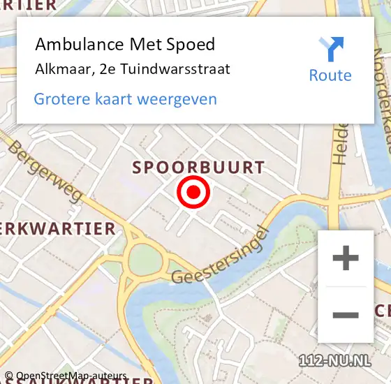 Locatie op kaart van de 112 melding: Ambulance Met Spoed Naar Alkmaar, 2e Tuindwarsstraat op 15 november 2023 15:14