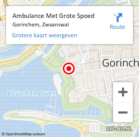 Locatie op kaart van de 112 melding: Ambulance Met Grote Spoed Naar Gorinchem, Zwaanswal op 15 november 2023 15:16