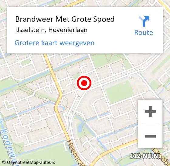 Locatie op kaart van de 112 melding: Brandweer Met Grote Spoed Naar IJsselstein, Hovenierlaan op 15 november 2023 15:31