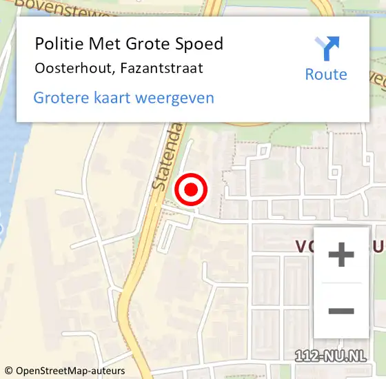 Locatie op kaart van de 112 melding: Politie Met Grote Spoed Naar Oosterhout, Fazantstraat op 15 november 2023 15:32