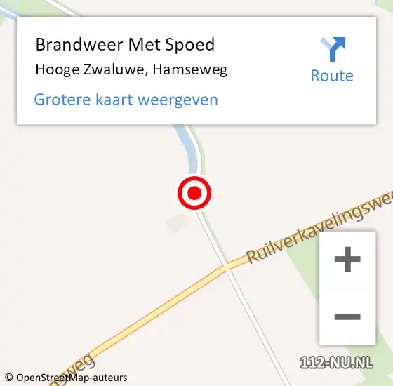 Locatie op kaart van de 112 melding: Brandweer Met Spoed Naar Hooge Zwaluwe, Hamseweg op 15 september 2014 13:21