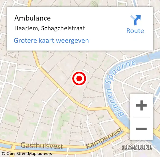 Locatie op kaart van de 112 melding: Ambulance Haarlem, Schagchelstraat op 15 november 2023 15:42