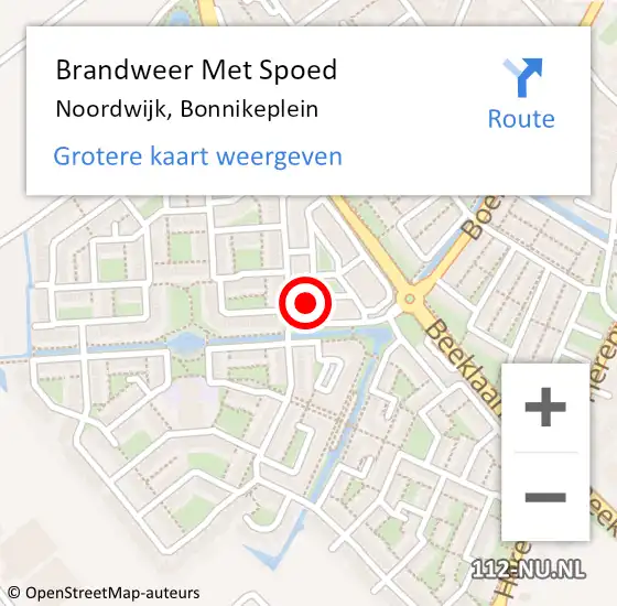 Locatie op kaart van de 112 melding: Brandweer Met Spoed Naar Noordwijk, Bonnikeplein op 15 november 2023 15:53