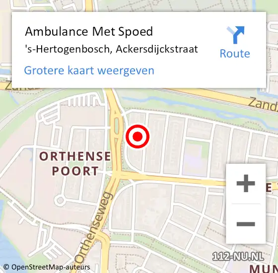 Locatie op kaart van de 112 melding: Ambulance Met Spoed Naar 's-Hertogenbosch, Ackersdijckstraat op 15 september 2014 13:25