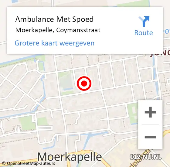 Locatie op kaart van de 112 melding: Ambulance Met Spoed Naar Moerkapelle, Coymansstraat op 15 november 2023 16:15