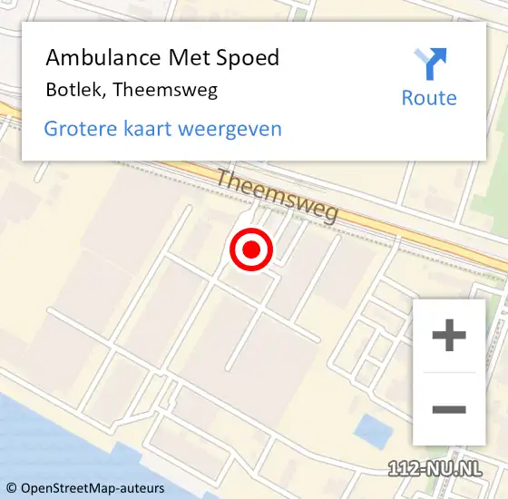 Locatie op kaart van de 112 melding: Ambulance Met Spoed Naar Botlek, Theemsweg op 15 november 2023 16:25