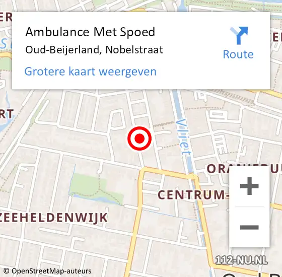 Locatie op kaart van de 112 melding: Ambulance Met Spoed Naar Oud-Beijerland, Nobelstraat op 15 november 2023 16:38