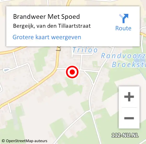 Locatie op kaart van de 112 melding: Brandweer Met Spoed Naar Bergeijk, van den Tillaartstraat op 15 november 2023 16:43