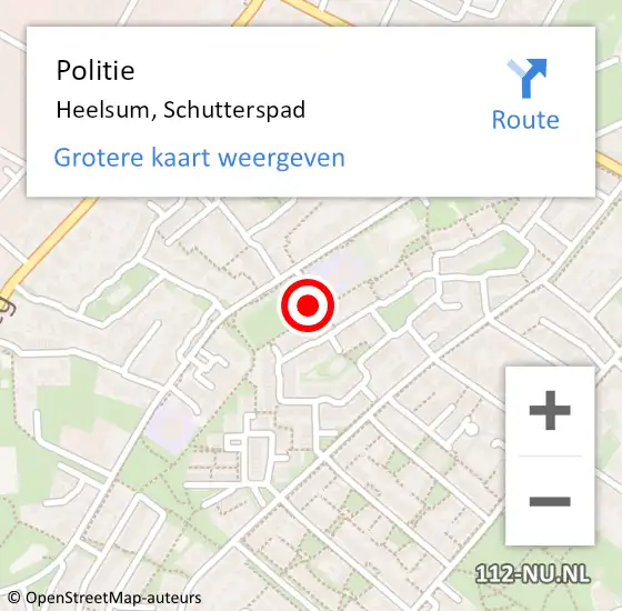 Locatie op kaart van de 112 melding: Politie Heelsum, Schutterspad op 15 november 2023 17:00