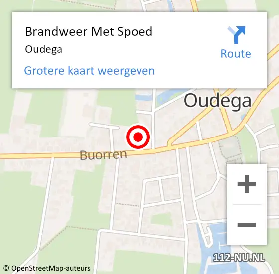 Locatie op kaart van de 112 melding: Brandweer Met Spoed Naar Oudega op 15 september 2014 13:31