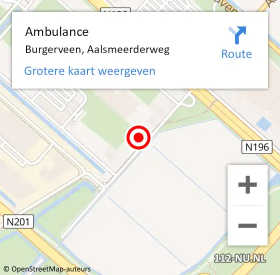 Locatie op kaart van de 112 melding: Ambulance Burgerveen, Aalsmeerderweg op 15 november 2023 17:17