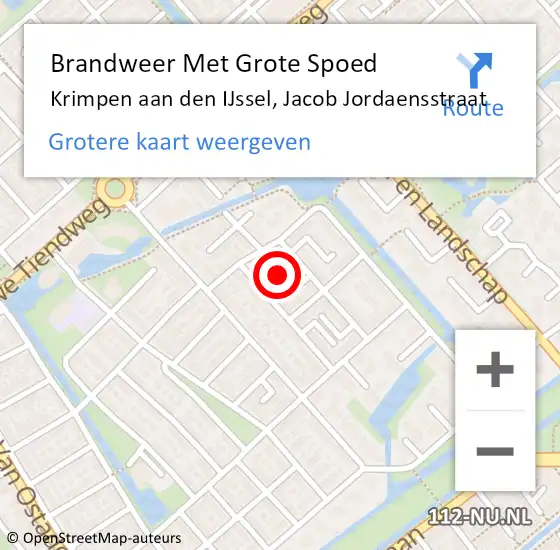 Locatie op kaart van de 112 melding: Brandweer Met Grote Spoed Naar Krimpen aan den IJssel, Jacob Jordaensstraat op 15 november 2023 17:22