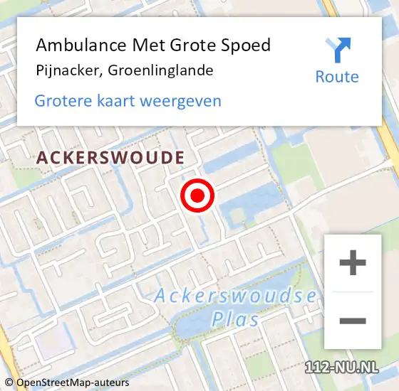 Locatie op kaart van de 112 melding: Ambulance Met Grote Spoed Naar Pijnacker, Groenlinglande op 15 november 2023 17:35