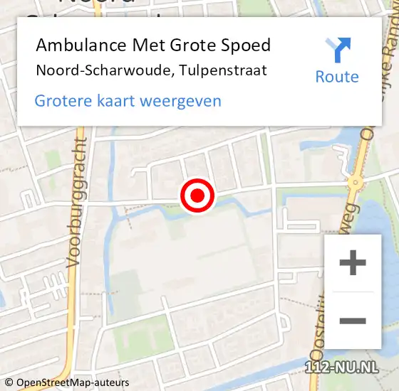 Locatie op kaart van de 112 melding: Ambulance Met Grote Spoed Naar Noord-Scharwoude, Tulpenstraat op 15 november 2023 18:12