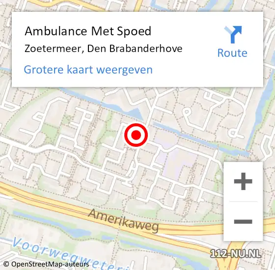 Locatie op kaart van de 112 melding: Ambulance Met Spoed Naar Zoetermeer, Den Brabanderhove op 15 november 2023 18:23