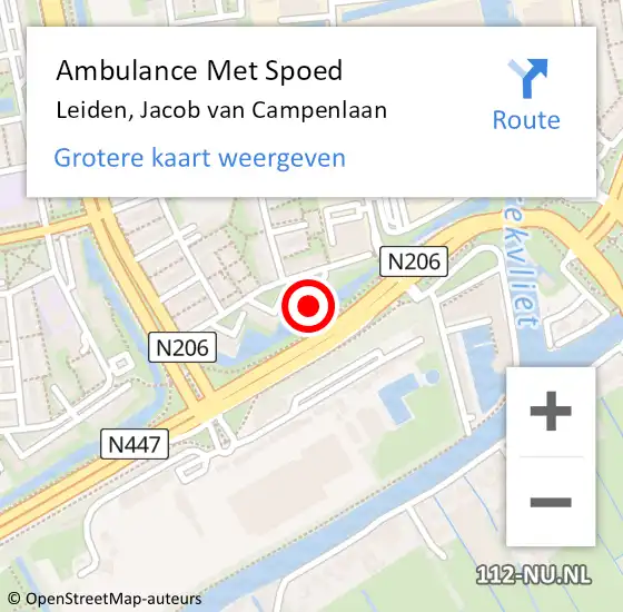 Locatie op kaart van de 112 melding: Ambulance Met Spoed Naar Leiden, Jacob van Campenlaan op 15 november 2023 18:55