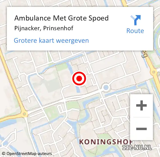 Locatie op kaart van de 112 melding: Ambulance Met Grote Spoed Naar Pijnacker, Prinsenhof op 15 november 2023 19:00