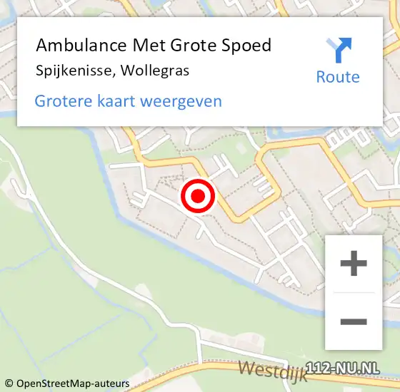 Locatie op kaart van de 112 melding: Ambulance Met Grote Spoed Naar Spijkenisse, Wollegras op 15 november 2023 19:03