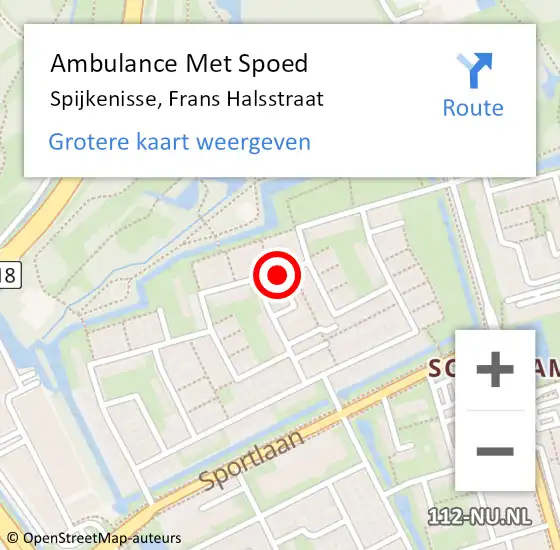 Locatie op kaart van de 112 melding: Ambulance Met Spoed Naar Spijkenisse, Frans Halsstraat op 15 november 2023 19:37