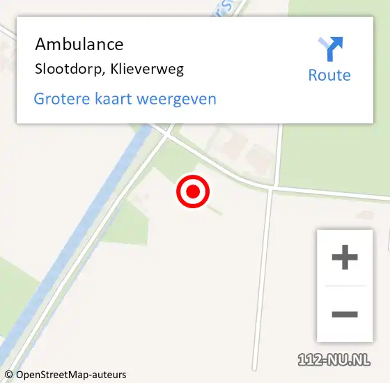 Locatie op kaart van de 112 melding: Ambulance Slootdorp, Klieverweg op 15 november 2023 20:14