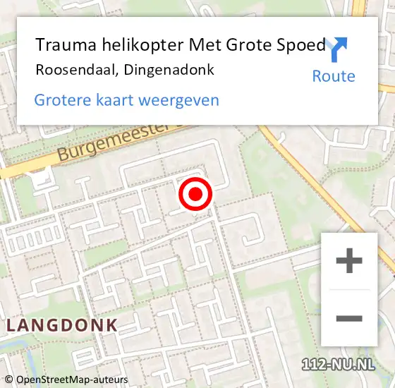 Locatie op kaart van de 112 melding: Trauma helikopter Met Grote Spoed Naar Roosendaal, Dingenadonk op 15 november 2023 20:24