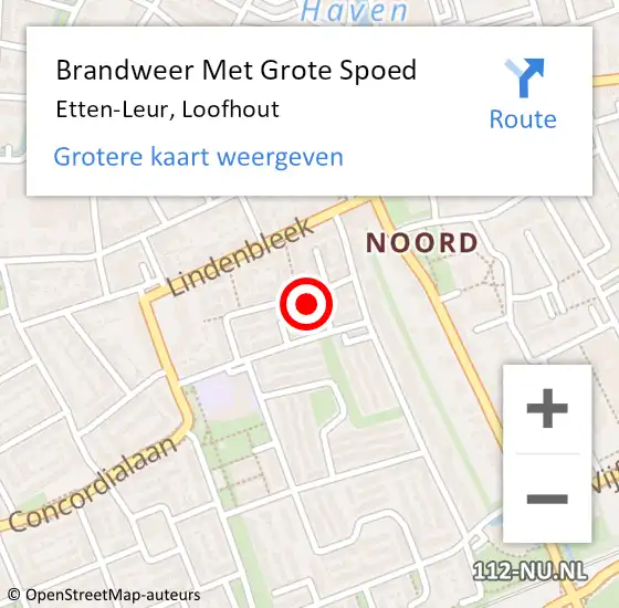 Locatie op kaart van de 112 melding: Brandweer Met Grote Spoed Naar Etten-Leur, Loofhout op 15 november 2023 20:39