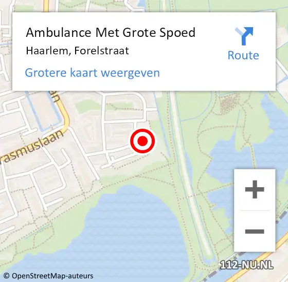 Locatie op kaart van de 112 melding: Ambulance Met Grote Spoed Naar Haarlem, Forelstraat op 15 november 2023 20:48