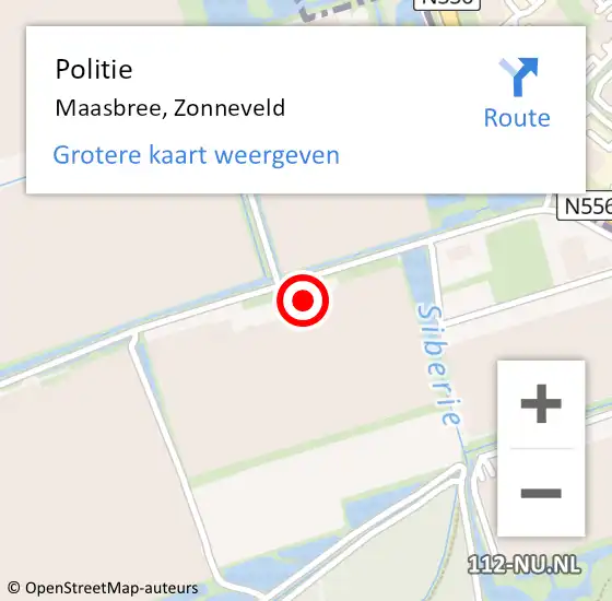 Locatie op kaart van de 112 melding: Politie Maasbree, Zonneveld op 15 november 2023 21:05