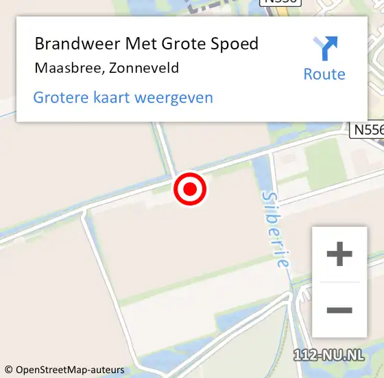 Locatie op kaart van de 112 melding: Brandweer Met Grote Spoed Naar Maasbree, Zonneveld op 15 november 2023 21:05