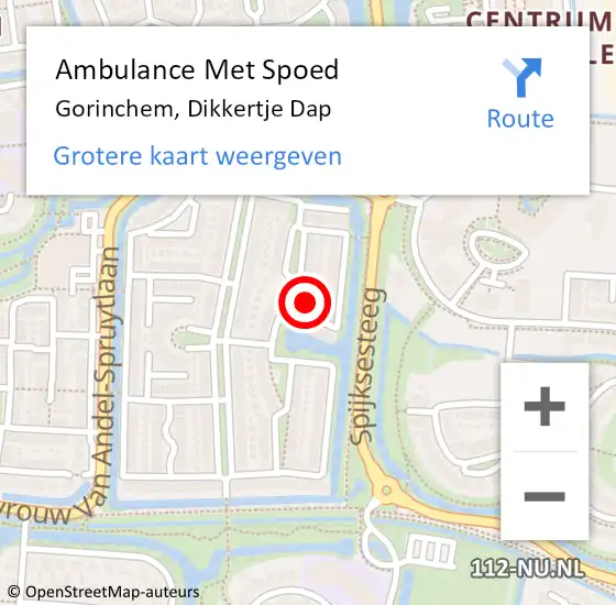 Locatie op kaart van de 112 melding: Ambulance Met Spoed Naar Gorinchem, Dikkertje Dap op 15 november 2023 21:28