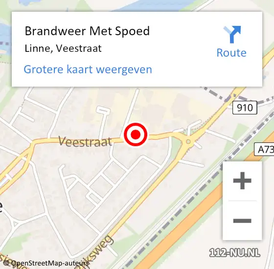 Locatie op kaart van de 112 melding: Brandweer Met Spoed Naar Linne, Veestraat op 15 november 2023 21:45