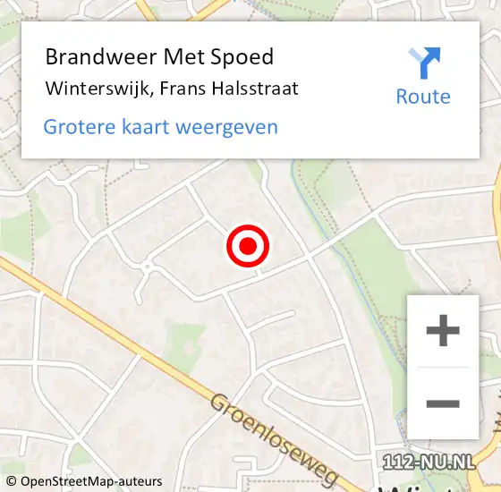 Locatie op kaart van de 112 melding: Brandweer Met Spoed Naar Winterswijk, Frans Halsstraat op 15 november 2023 21:51