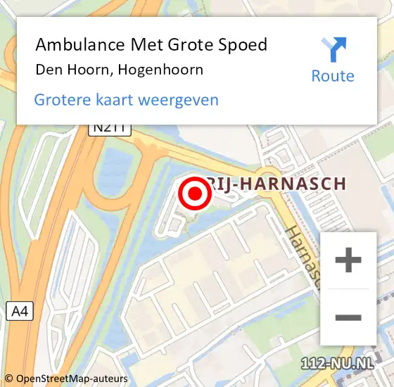 Locatie op kaart van de 112 melding: Ambulance Met Grote Spoed Naar Den Hoorn, Hogenhoorn op 15 november 2023 22:11