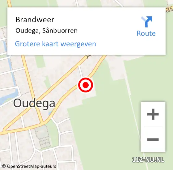 Locatie op kaart van de 112 melding: Brandweer Oudega, Sânbuorren op 15 november 2023 22:12