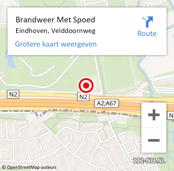 Locatie op kaart van de 112 melding: Brandweer Met Spoed Naar Eindhoven, Velddoornweg op 15 november 2023 22:15