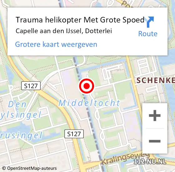 Locatie op kaart van de 112 melding: Trauma helikopter Met Grote Spoed Naar Capelle aan den IJssel, Dotterlei op 15 november 2023 22:27